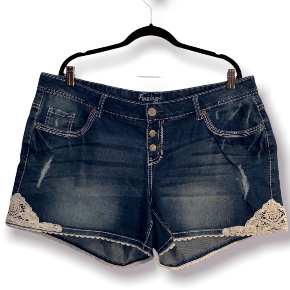 Coconut girl aesthetic crocheted lace jeans shorts beachy vibes